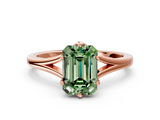 Rose gold Fancy Green Emerald  Solitaire Diamond Ring with Six-Prong Setting and Tapered Band_17
