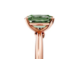 Rose gold Fancy Green Emerald  Solitaire Diamond Ring with Six-Prong Setting on a Classic Band 5