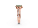 Rose gold Fancy Green Emerald  Solitaire Diamond Ring with Split Shank and Prong Setting_48