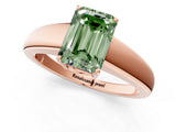 Rose gold Fancy Green Emerald  Solitaire Diamond Ring with Tapered Band and Four-Prong Setting_51