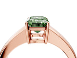 Rose gold Fancy Green Emerald  Solitaire Diamond Ring with Tapered Band and Four-Prong Setting_54