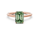 Rose gold Fancy Green Emerald  Solitaire Diamond Ring with a Classic Band and Four-Prong Setting 1