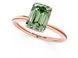 Rose gold Fancy Green Emerald  Solitaire Diamond Ring with a Classic Band and Four-Prong Setting 2