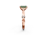 Rose gold Fancy Green Emerald  Solitaire Diamond Twisted Band with Four-Prong Setting_53