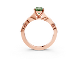 Rose gold Fancy Green Emerald  Solitaire Diamond Twisted Band with Four-Prong Setting_54