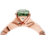 Rose gold Fancy Green Emerald  Solitaire Diamond Twisted Band with Four-Prong Setting_55