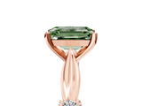Rose gold Fancy Green Emerald  Solitaire Diamond Twisted Band with Four-Prong Setting_56