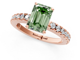 Rose gold Fancy Green Emerald  Solitaire Diamond with Pavé Band and Four-Prong Setting_67