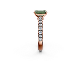 Rose gold Fancy Green Emerald  Solitaire Diamond with Pavé Band and Four-Prong Setting_68