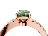Rose gold Fancy Green Emerald  Solitaire Diamond with Pavé Band and Four-Prong Setting_70
