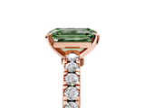 Rose gold Fancy Green Emerald  Solitaire Diamond with Pavé Band and Four-Prong Setting_71