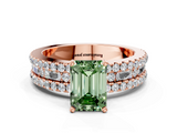 Rose gold Fancy Green Emerald  Solitaire Diamond with Pave and Channel Set Band_56