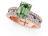 Rose gold Fancy Green Emerald  Solitaire Diamond with Pave and Channel Set Band_57