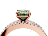 Rose gold Fancy Green Emerald  Solitaire Diamond with Pave and Channel Set Band_60