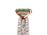 Rose gold Fancy Green Emerald  Solitaire Diamond with Pave and Channel Set Band_61