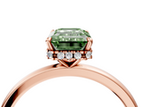 Rose gold Fancy Green Emerald  Solitaire Engagement Ring with Cathedral Band and Four-Prong Setting_25