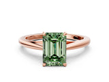 Rose gold Fancy Green Emerald  Solitaire Engagement Ring with Four-Prong Setting and Classic Band 2
