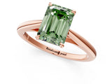 Rose gold Fancy Green Emerald  Solitaire Engagement Ring with Four-Prong Setting and Classic Band 3