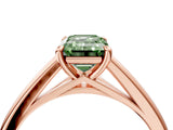 Rose gold Fancy Green Emerald  Solitaire Engagement Ring with Four-Prong Setting and Classic Band