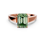 Rose gold Fancy Green Emerald  Solitaire Engagement Ring with Four-Prong Setting and Tapered Band_3