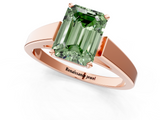 Rose gold Fancy Green Emerald  Solitaire Engagement Ring with Four-Prong Setting and Tapered Band_4