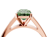 Rose gold Fancy Green Emerald  Solitaire Engagement Ring with Four-Prong Setting and Tapered Band_7