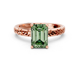 Rose gold Fancy Green Emerald  Solitaire Engagement Ring with Scrollwork Band and Four-Prong Setting_151