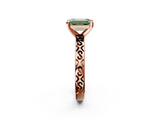 Rose gold Fancy Green Emerald  Solitaire Engagement Ring with Scrollwork Band and Four-Prong Setting_153