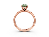 Rose gold Fancy Green Emerald  Solitaire Engagement Ring with Scrollwork Band and Four-Prong Setting_154