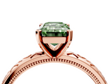 Rose gold Fancy Green Emerald  Solitaire Engagement Ring with Scrollwork Band and Four-Prong Setting_155