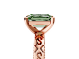 Rose gold Fancy Green Emerald  Solitaire Engagement Ring with Scrollwork Band and Four-Prong Setting_156