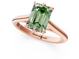 Rose gold Fancy Green Emerald  Solitaire Engagement Ring with Six-Prong Setting and Classic Band 2