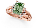 Rose gold Fancy Green Emerald  Solitaire Filigree Engagement Ring with Halo and Prong Setting_69