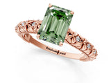 Rose gold Fancy Green Emerald  Solitaire Floral Milgrain Engagement Ring_32