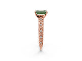 Rose gold Fancy Green Emerald  Solitaire Floral Milgrain Engagement Ring_33