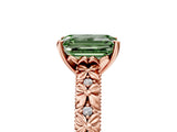 Rose gold Fancy Green Emerald  Solitaire Floral Milgrain Engagement Ring_36