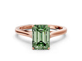 Rose gold Fancy Green Emerald  Solitaire Heart Prong Engagement Ring with Tapered Band_55
