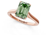 Rose gold Fancy Green Emerald  Solitaire Heart Prong Engagement Ring with Tapered Band_56