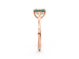 Rose gold Fancy Green Emerald  Solitaire Heart Prong Engagement Ring with Tapered Band_57