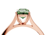 Rose gold Fancy Green Emerald  Solitaire Heart Prong Engagement Ring with Tapered Band_59