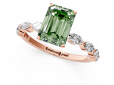 Rose gold Fancy Green Emerald  Solitaire Marquise Side Stone Prong Setting Ring_45