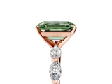 Rose gold Fancy Green Emerald  Solitaire Marquise Side Stone Prong Setting Ring_49