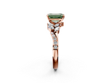 Rose gold Fancy Green Emerald  Solitaire Marquise Twist Band with Six-Prong Setting_66