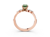 Rose gold Fancy Green Emerald  Solitaire Marquise Twist Band with Six-Prong Setting_67