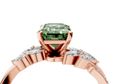 Rose gold Fancy Green Emerald  Solitaire Marquise Twist Band with Six-Prong Setting_68