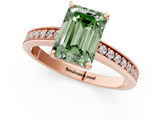 Rose gold Fancy Green Emerald  Solitaire Pavé Band Prong Setting Ring_21