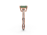 Rose gold Fancy Green Emerald  Solitaire Pavé Band Prong Setting Ring_22