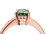 Rose gold Fancy Green Emerald  Solitaire Pavé Band Prong Setting Ring_24