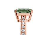 Rose gold Fancy Green Emerald  Solitaire Pavé Band Prong Setting Ring_25