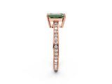 Rose gold Fancy Green Emerald  Solitaire Pavé Band Prong Setting Ring_51